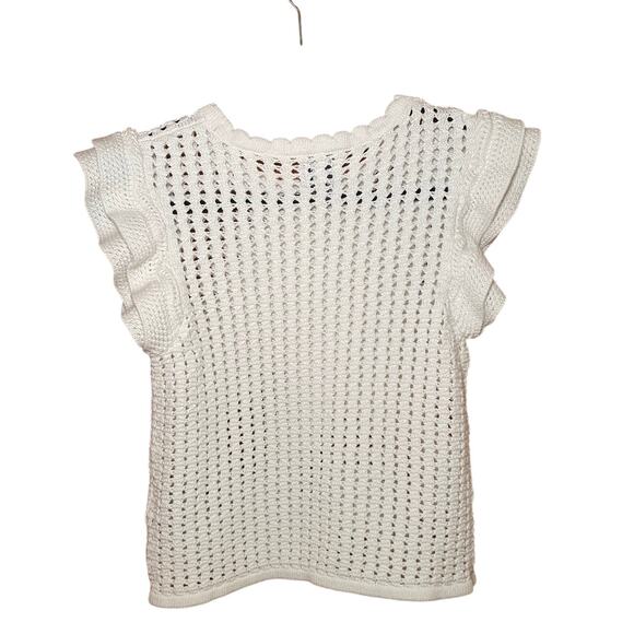 GAP - Petite XS - White Crochet Blouse - Ruffle Detailing - Picture 2 of 8
